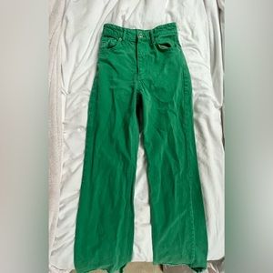 Zara Straight Wide Leg Jeans in Green